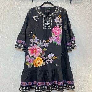New Jade Johnny Was silk Black Floral Mini Dress size S